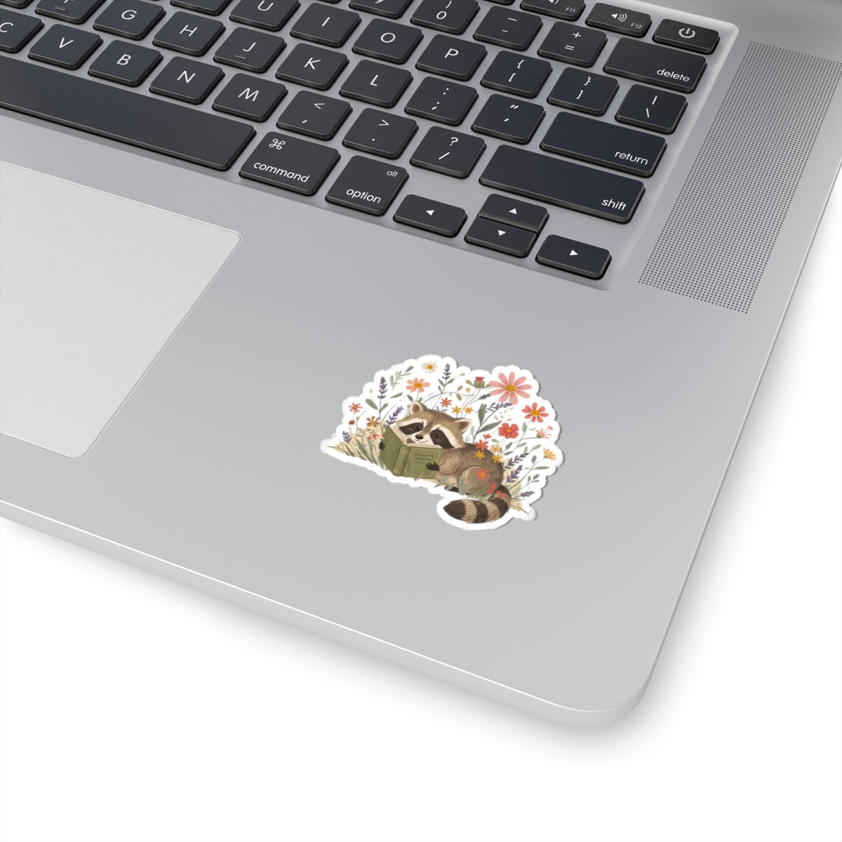 Reading Raccoon Kiss-Cut Stickers | Floral Woodland Illustration