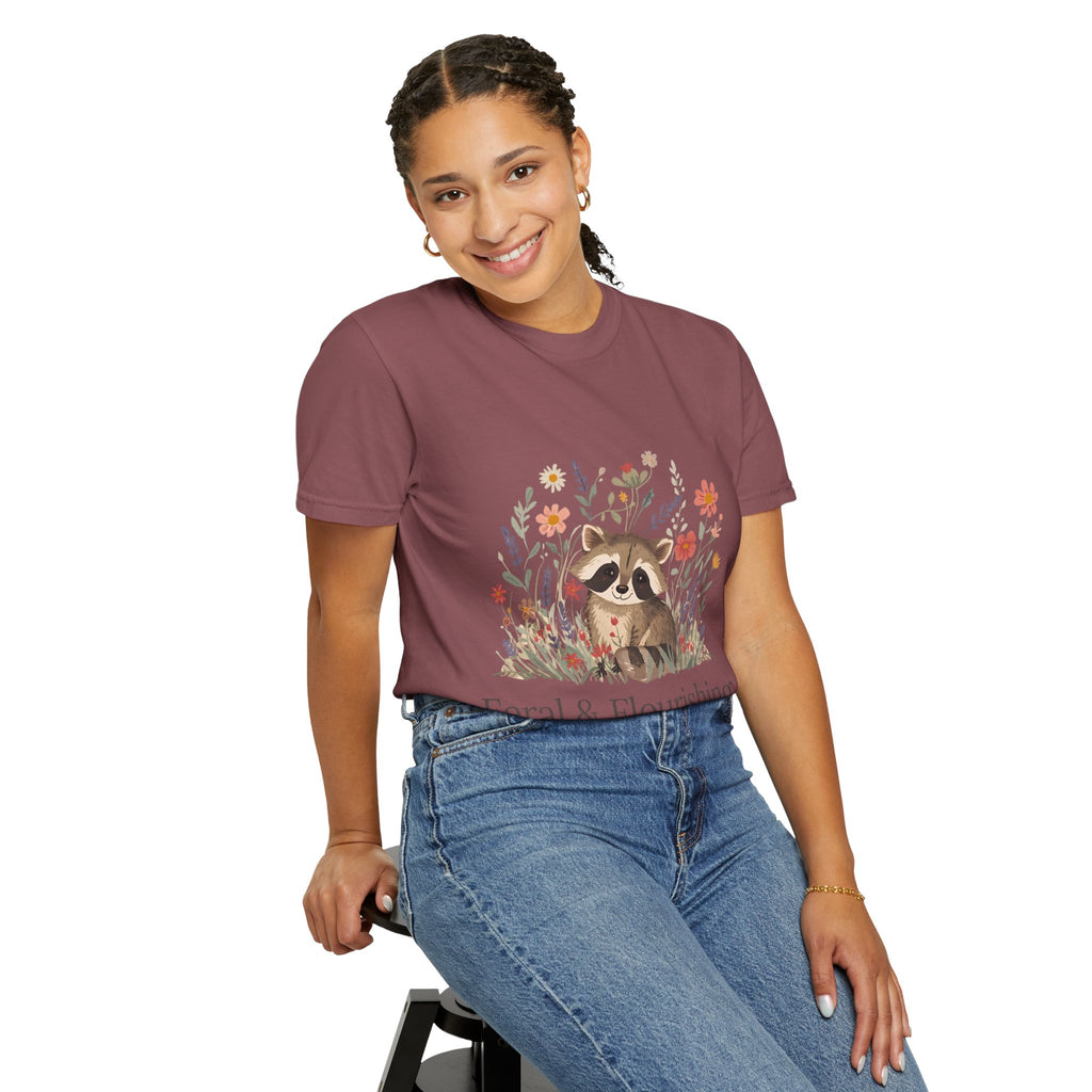 Feral & Flourishing Raccoon T-Shirt | Floral Woodland Animal Tee