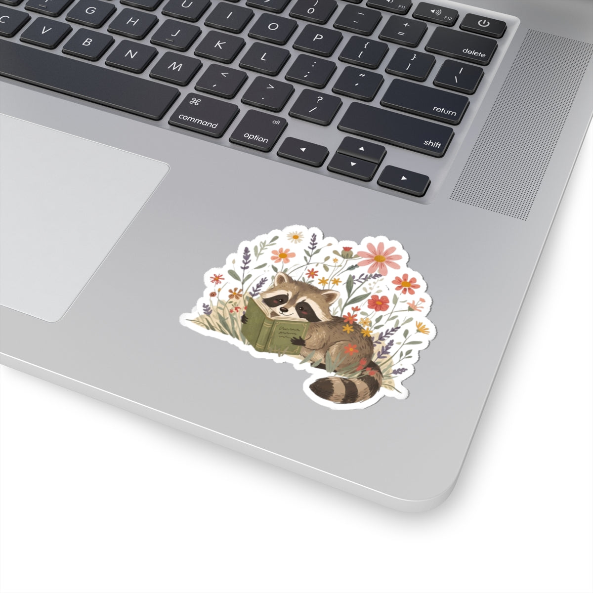 Reading Raccoon Kiss-Cut Stickers | Floral Woodland Illustration