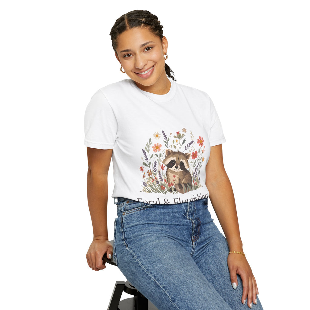 Feral & Flourishing Raccoon T-Shirt | Floral Woodland Animal Tee