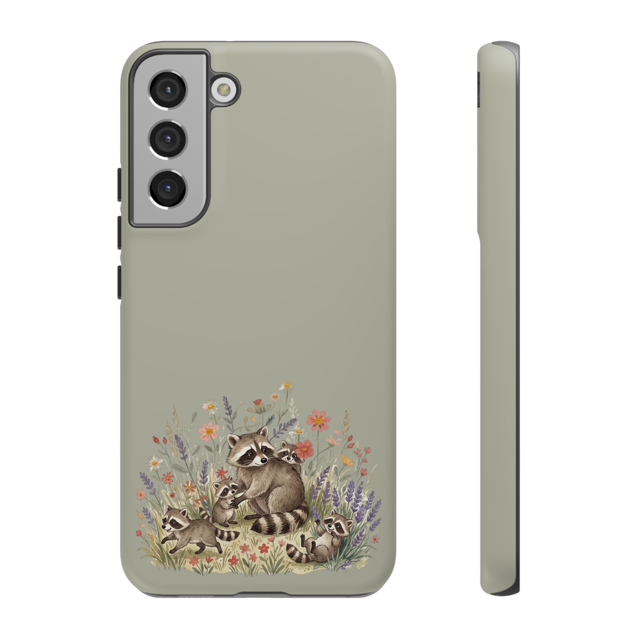 Woodland Raccoons phone case | Tough Case, floral critters, protective slim cover