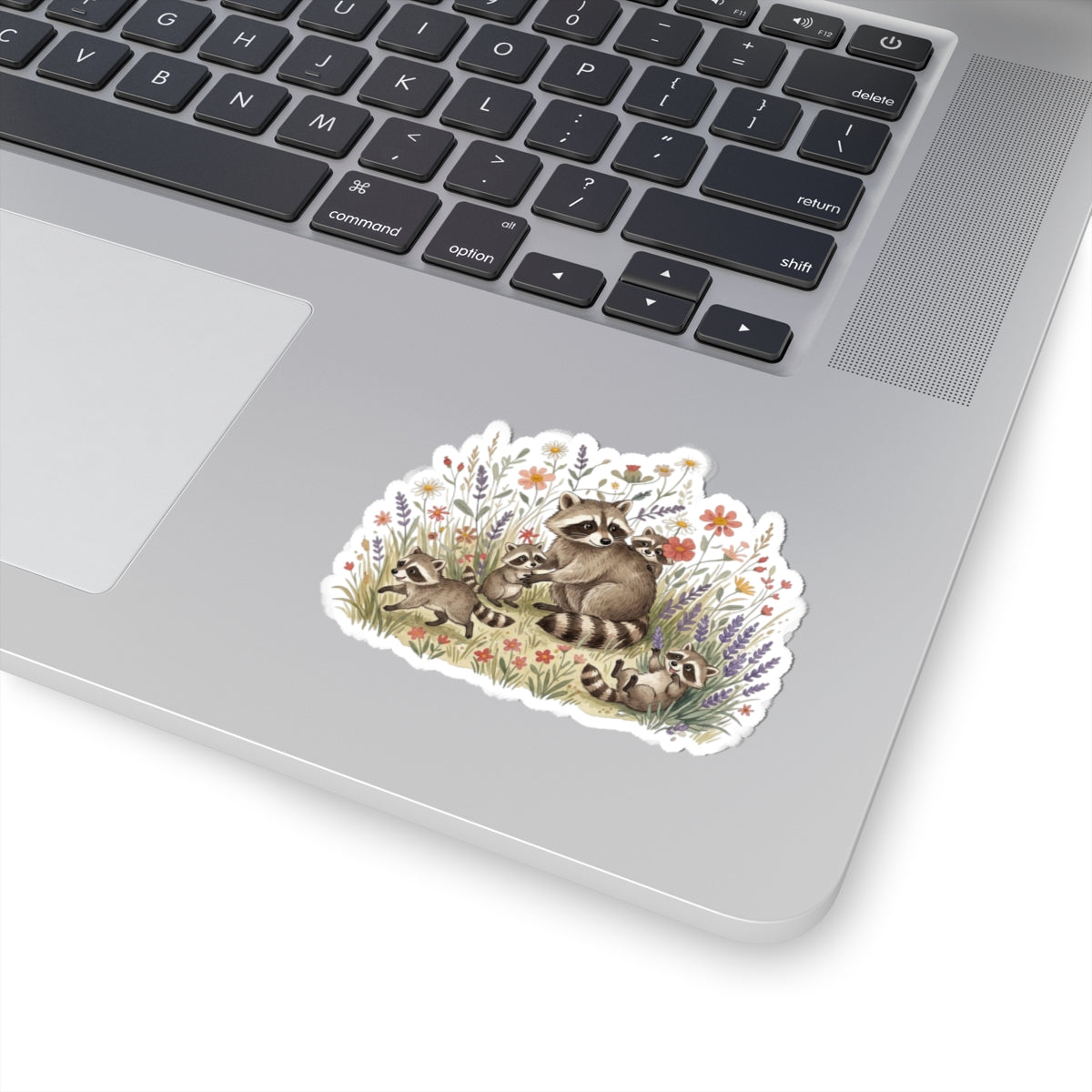 Mama Raccoon Kiss-Cut Stickers | Floral Woodland Vinyl Sticker