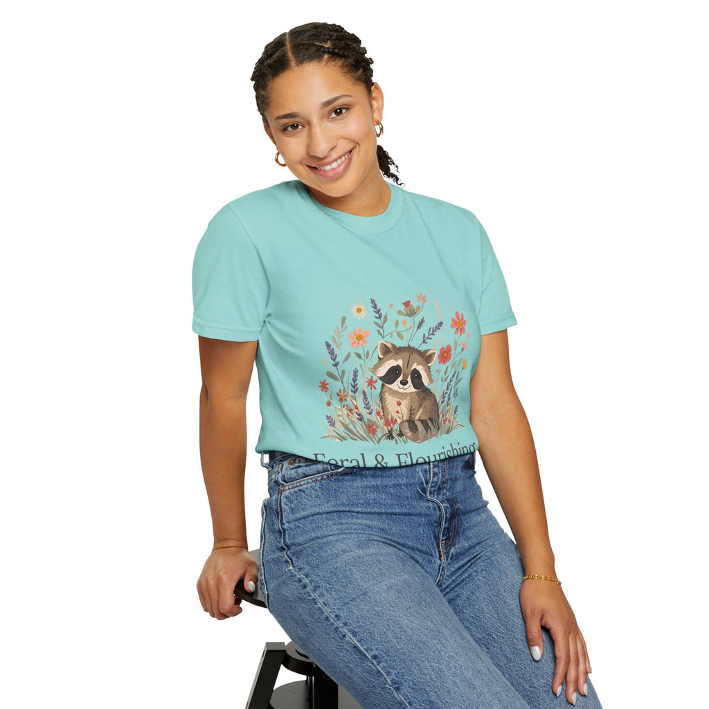 Feral & Flourishing Raccoon T-Shirt | Floral Woodland Animal Tee