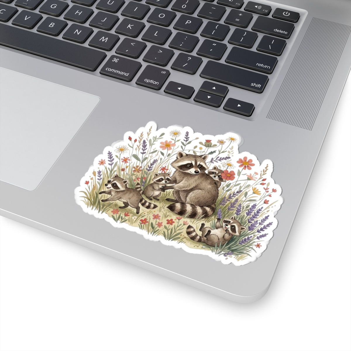 Mama Raccoon Kiss-Cut Stickers | Floral Woodland Vinyl Sticker