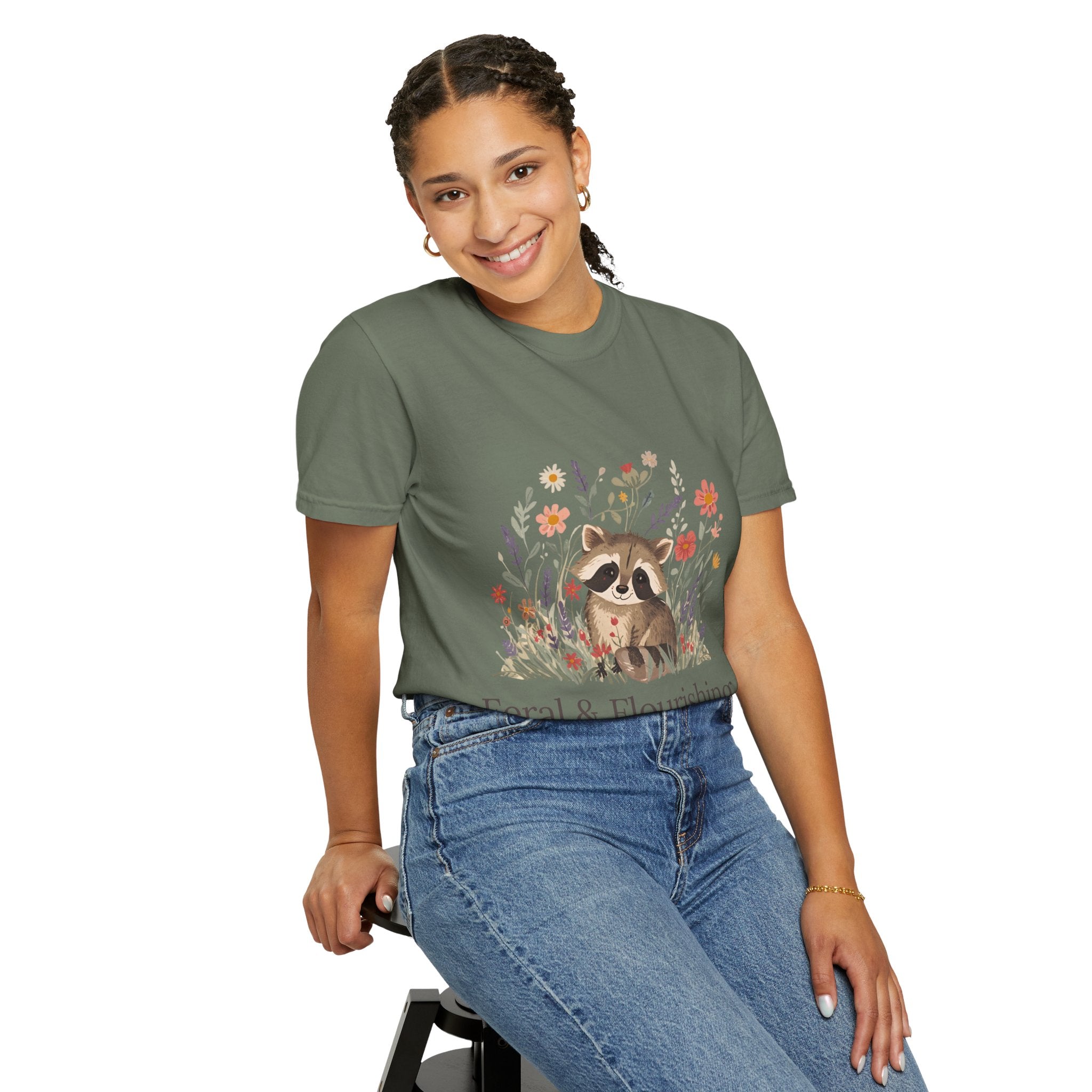 Feral & Flourishing Raccoon T-Shirt | Floral Woodland Animal Tee
