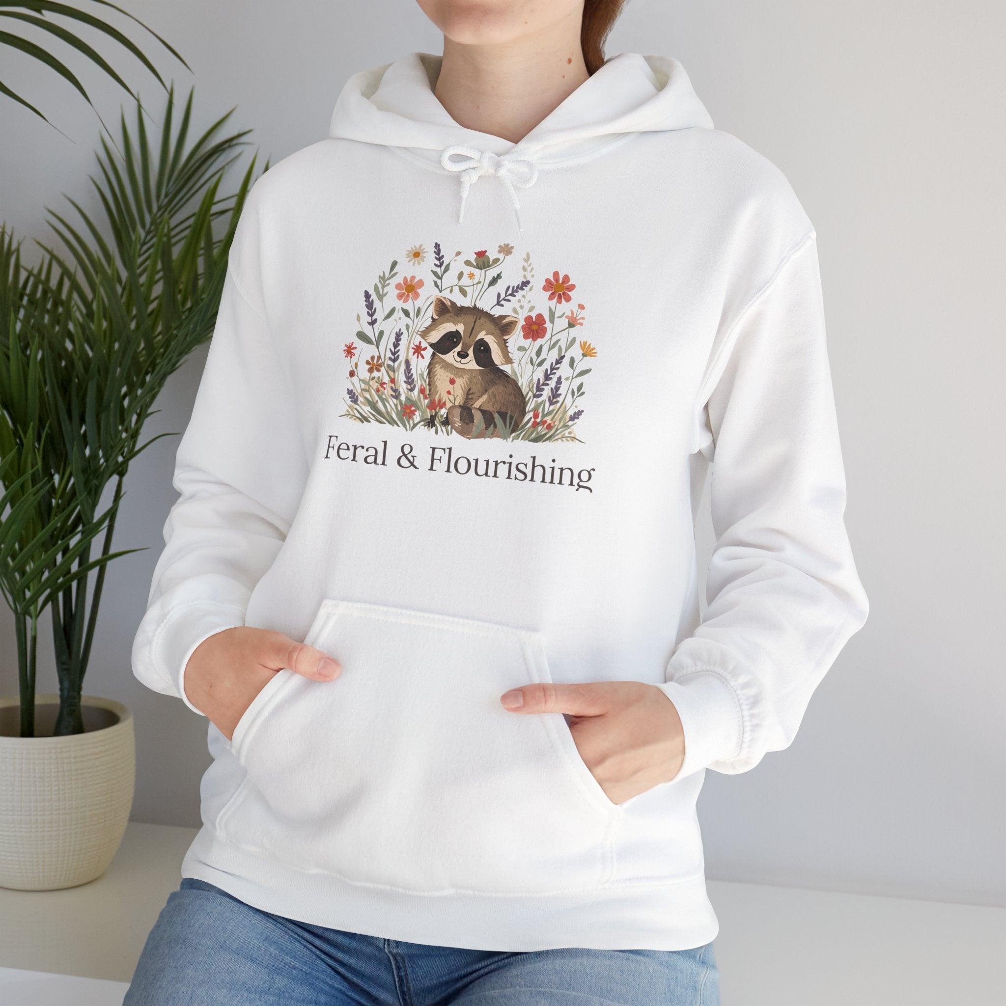 Raccoon Floral "Feral & Flourishing" Hoodie