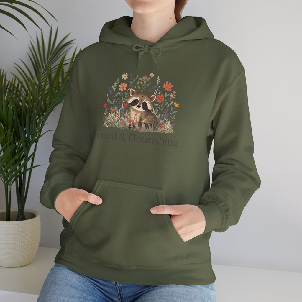 Raccoon Floral "Feral & Flourishing" Hoodie