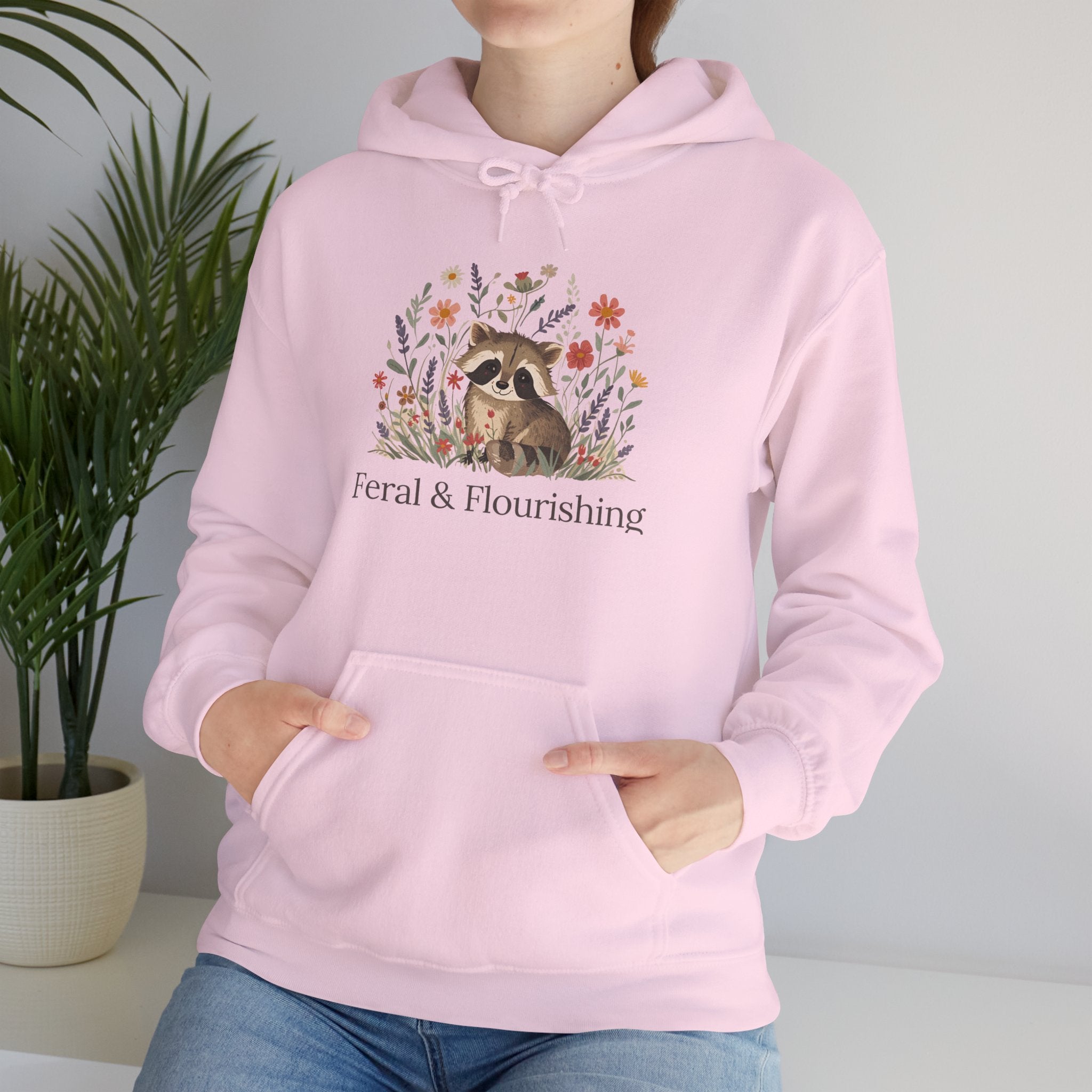 Raccoon Floral "Feral & Flourishing" Hoodie