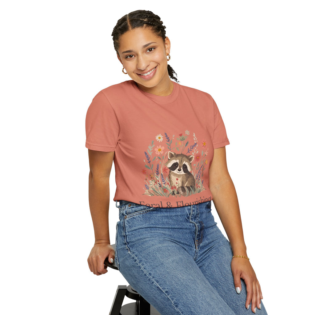Feral & Flourishing Raccoon T-Shirt | Floral Woodland Animal Tee