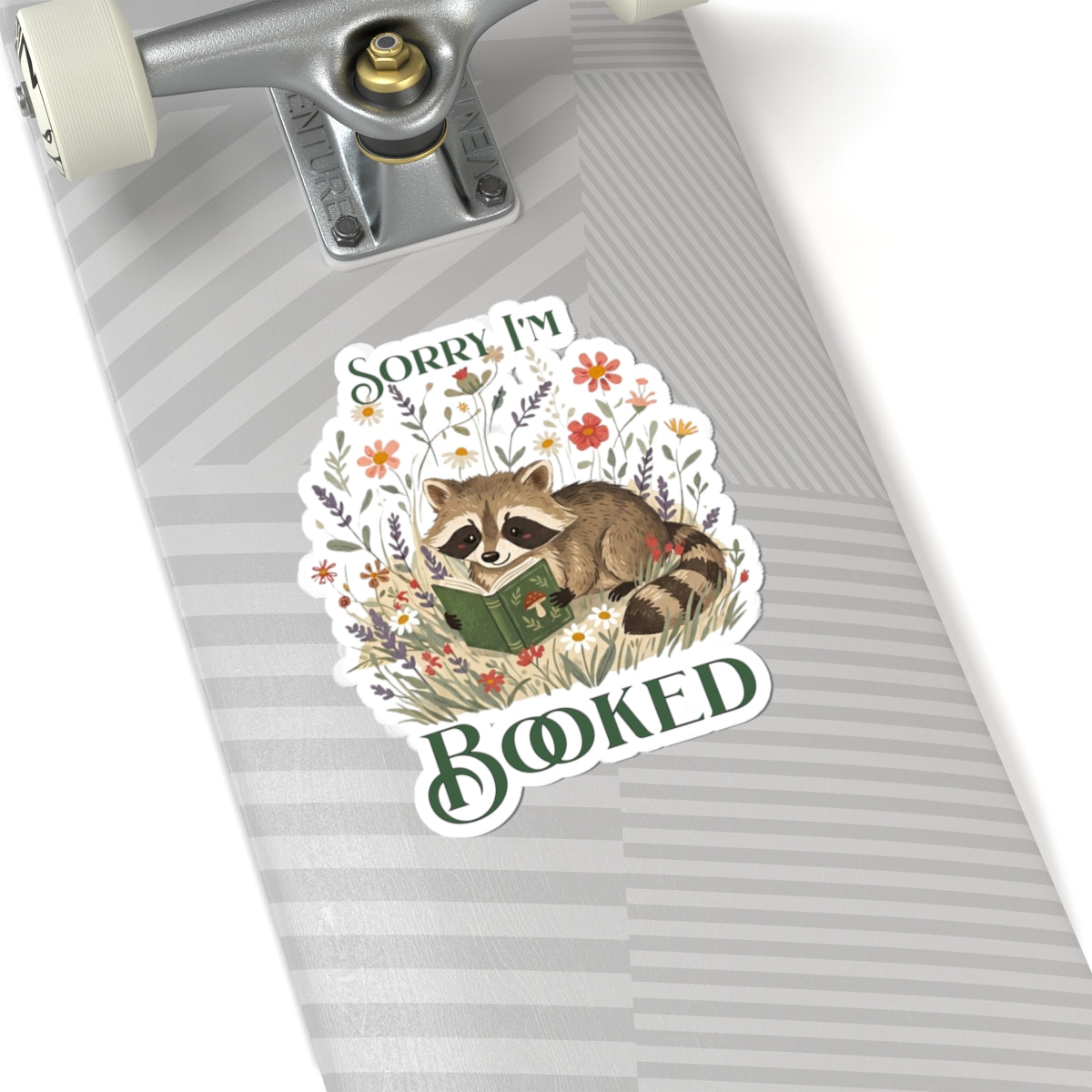 Sorry Im Booked Raccoon Sticker | Kiss-Cut Reading Decal