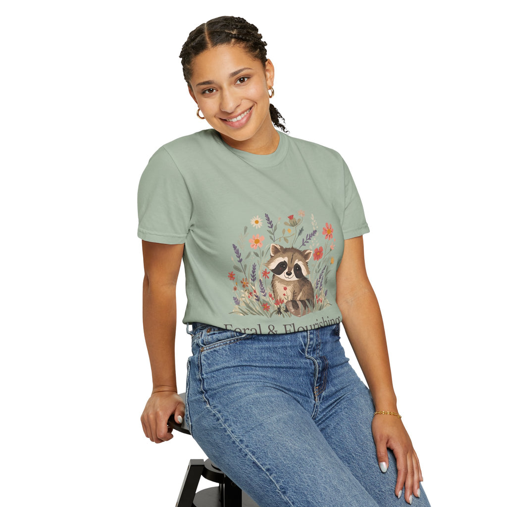 Feral & Flourishing Raccoon T-Shirt | Floral Woodland Animal Tee