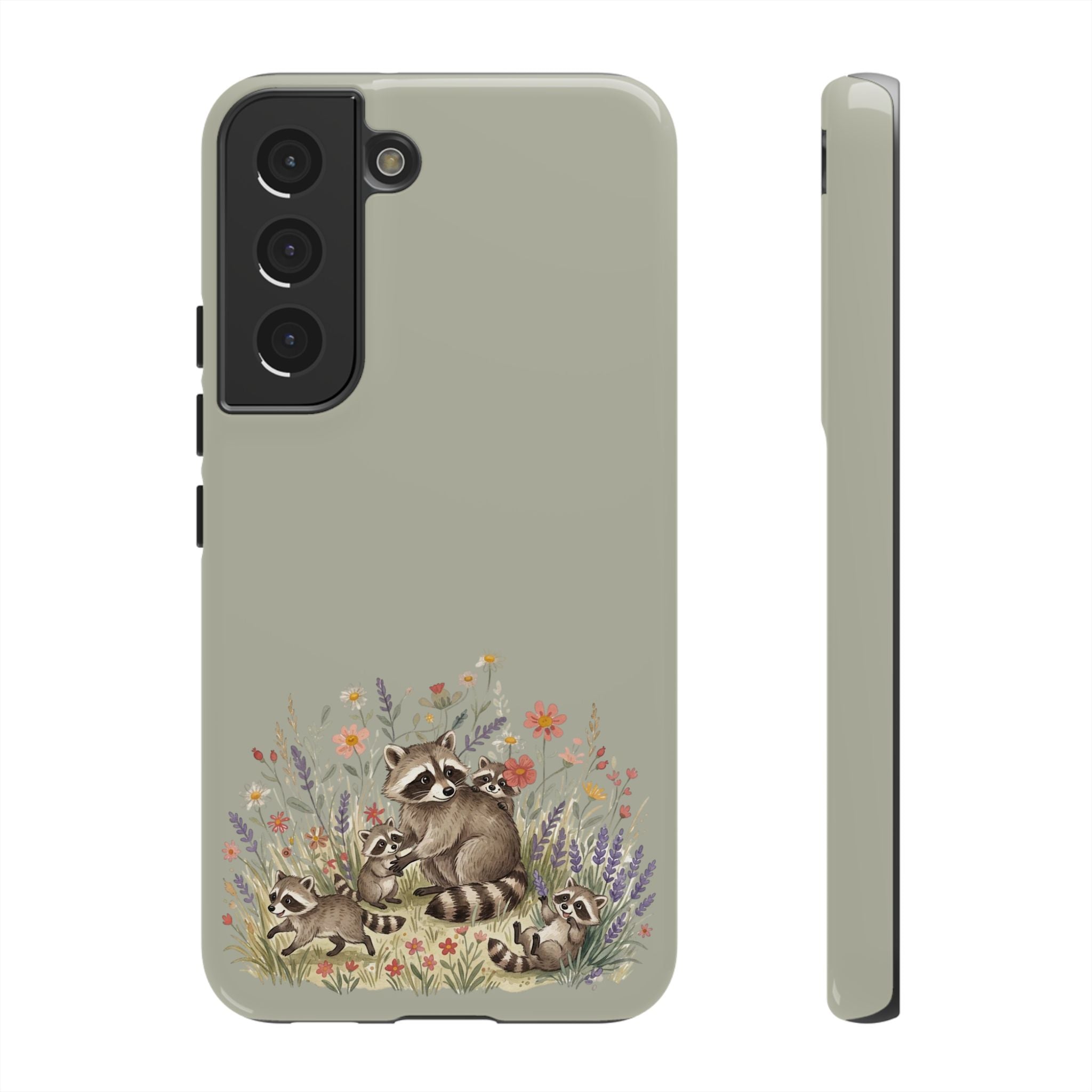Woodland Raccoons phone case | Tough Case, floral critters, protective slim cover