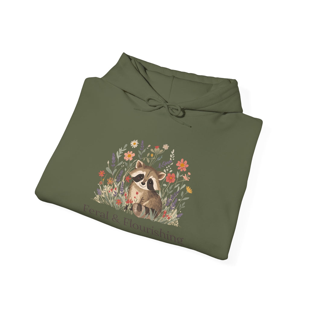 Raccoon Floral "Feral & Flourishing" Hoodie