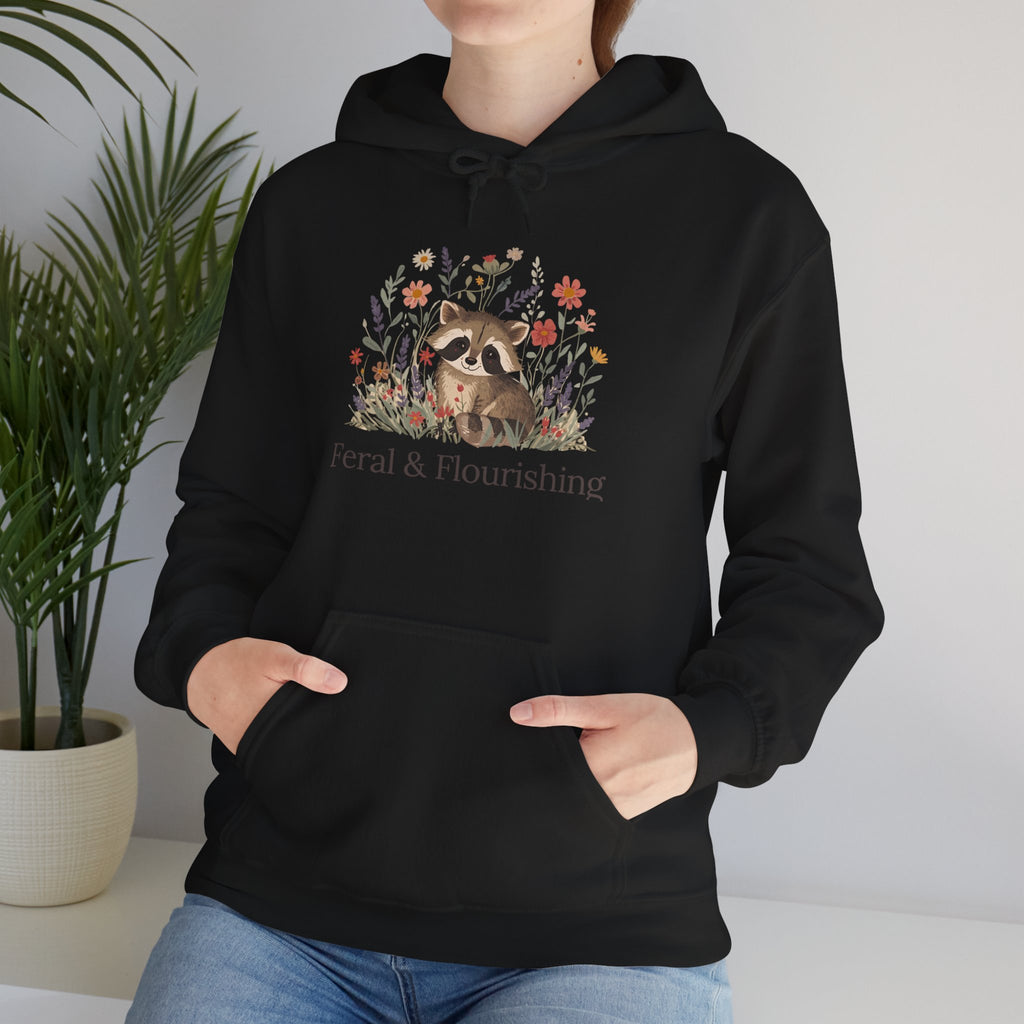 Raccoon Floral "Feral & Flourishing" Hoodie