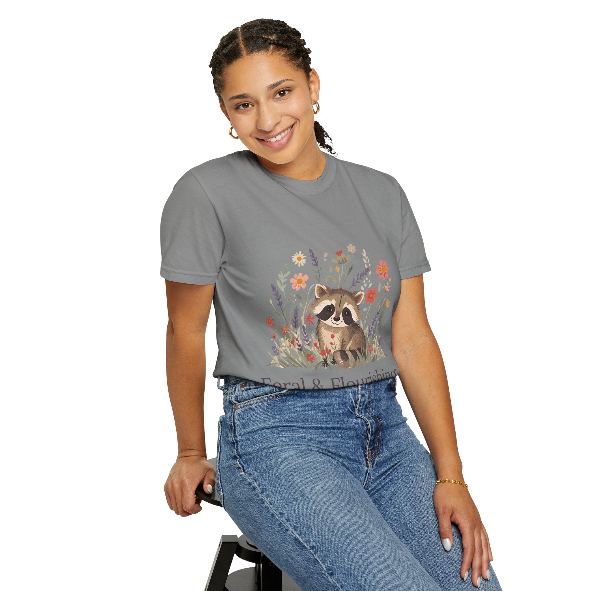 Feral & Flourishing Raccoon T-Shirt | Floral Woodland Animal Tee