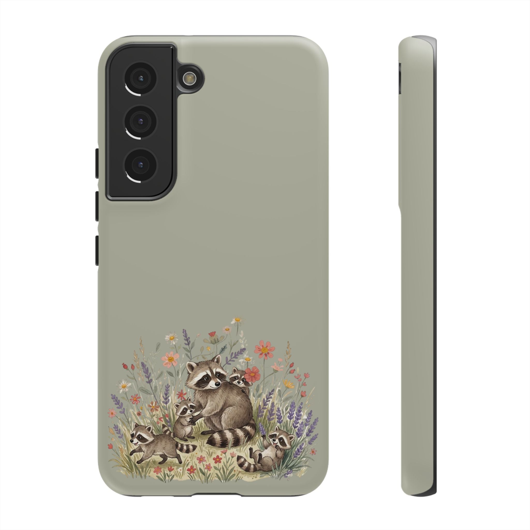 Woodland Raccoons phone case | Tough Case, floral critters, protective slim cover