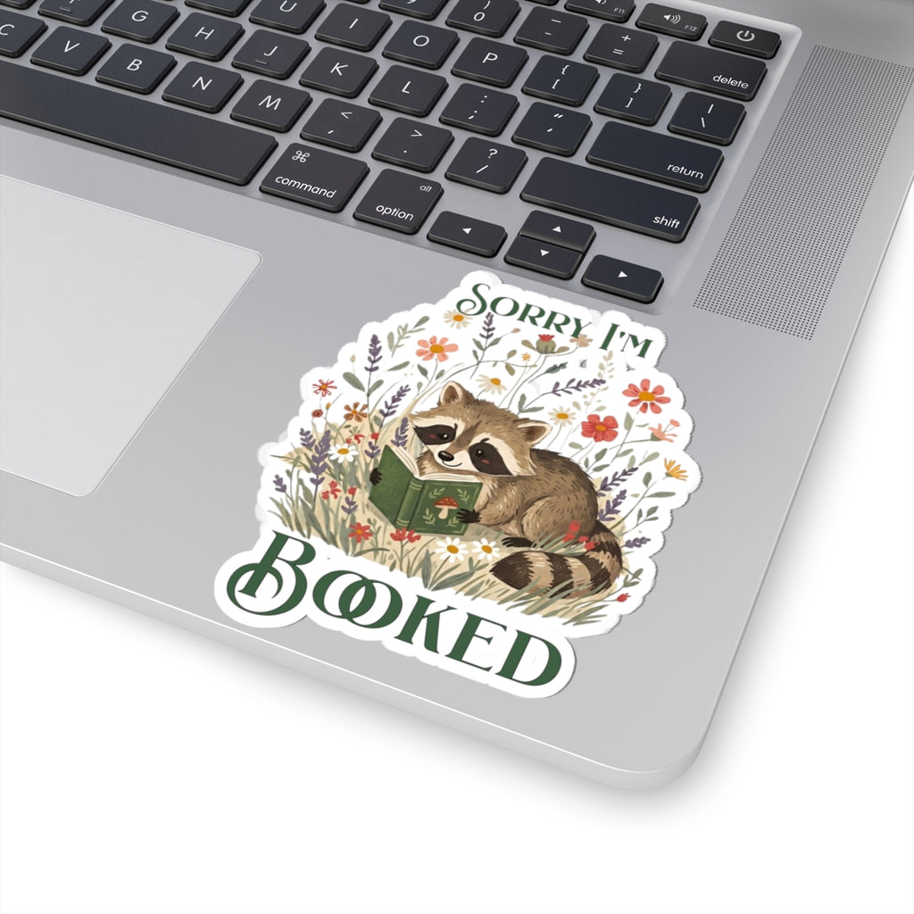 Sorry Im Booked Raccoon Sticker | Kiss-Cut Reading Decal