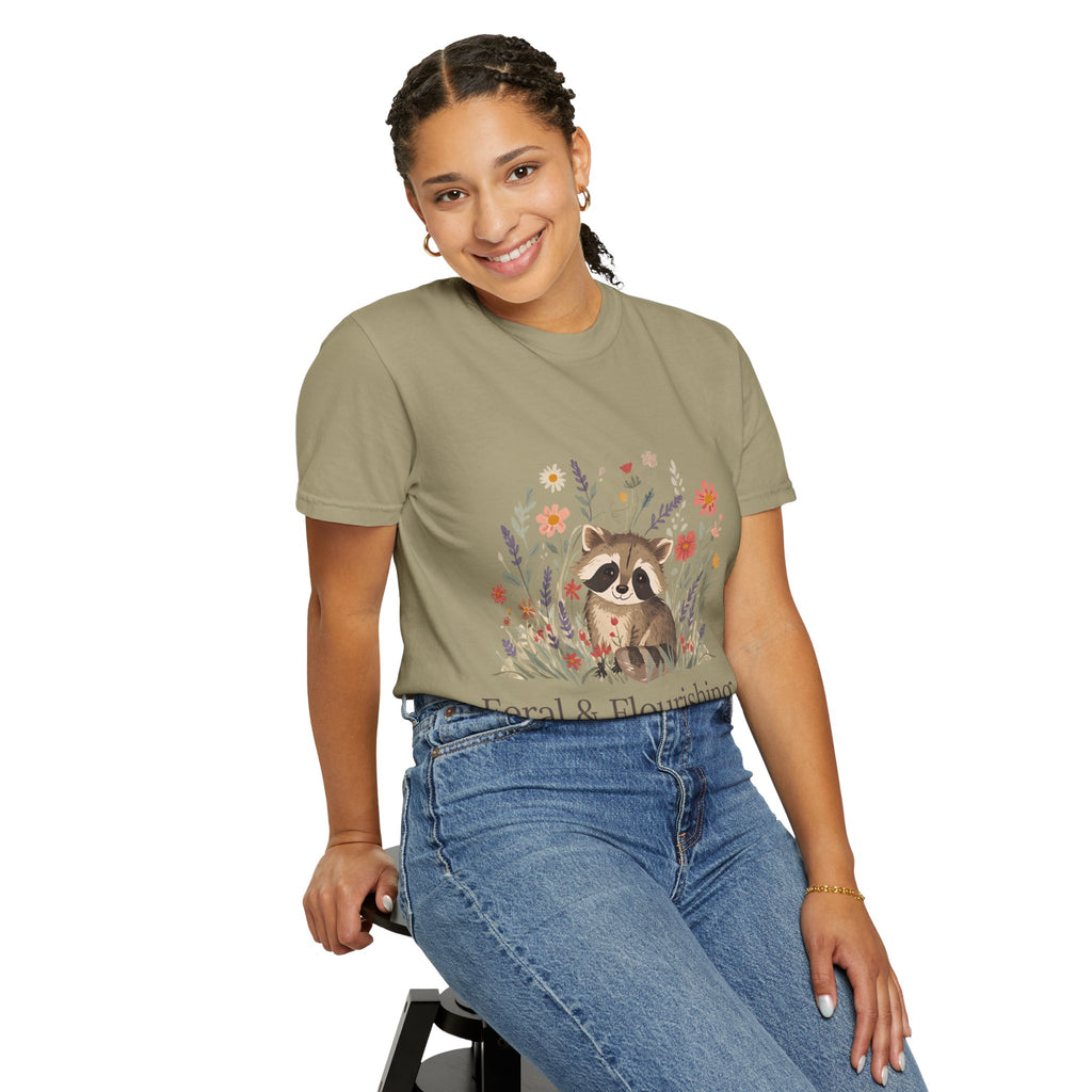 Feral & Flourishing Raccoon T-Shirt | Floral Woodland Animal Tee