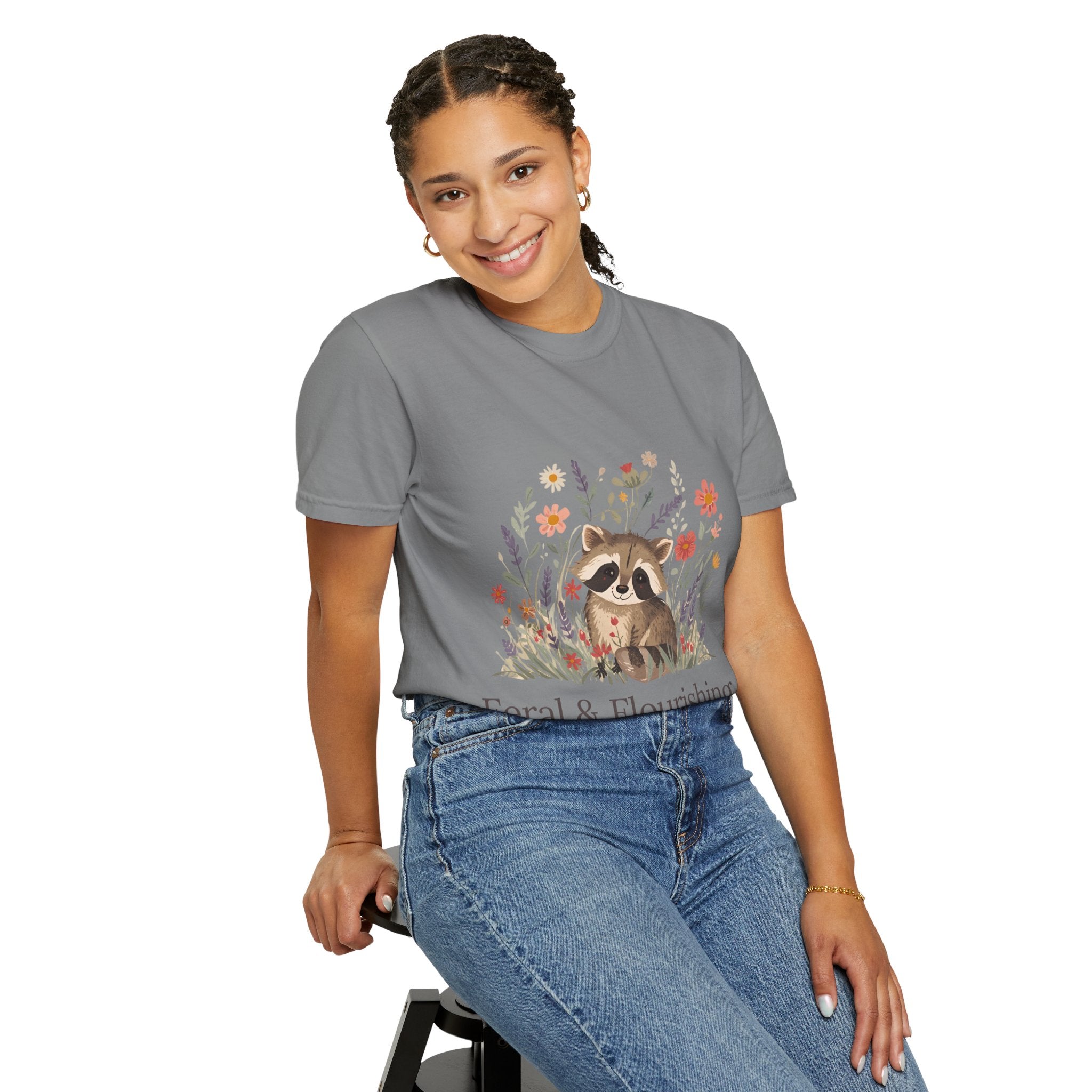 Feral & Flourishing Raccoon T-Shirt | Floral Woodland Animal Tee