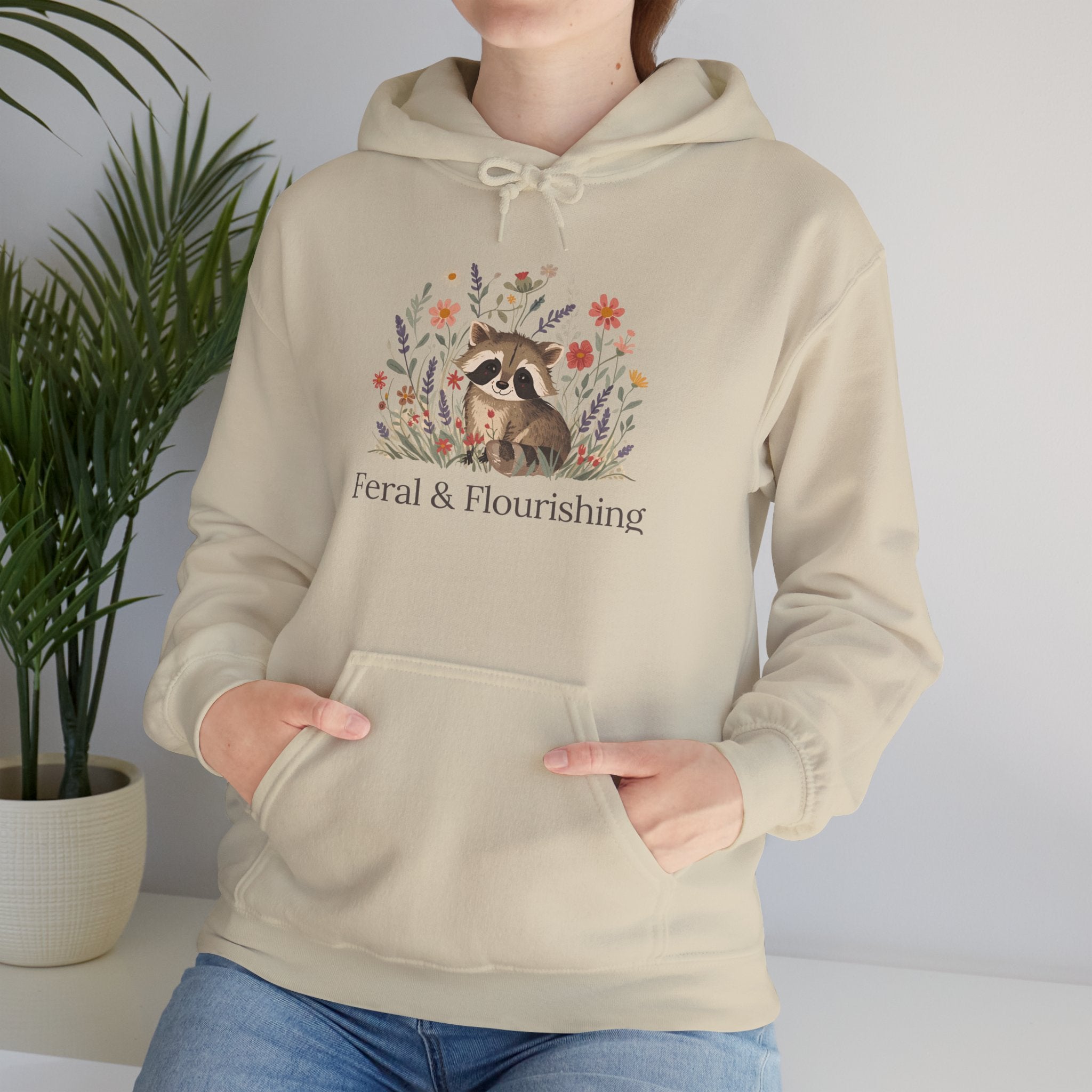 Raccoon Floral "Feral & Flourishing" Hoodie