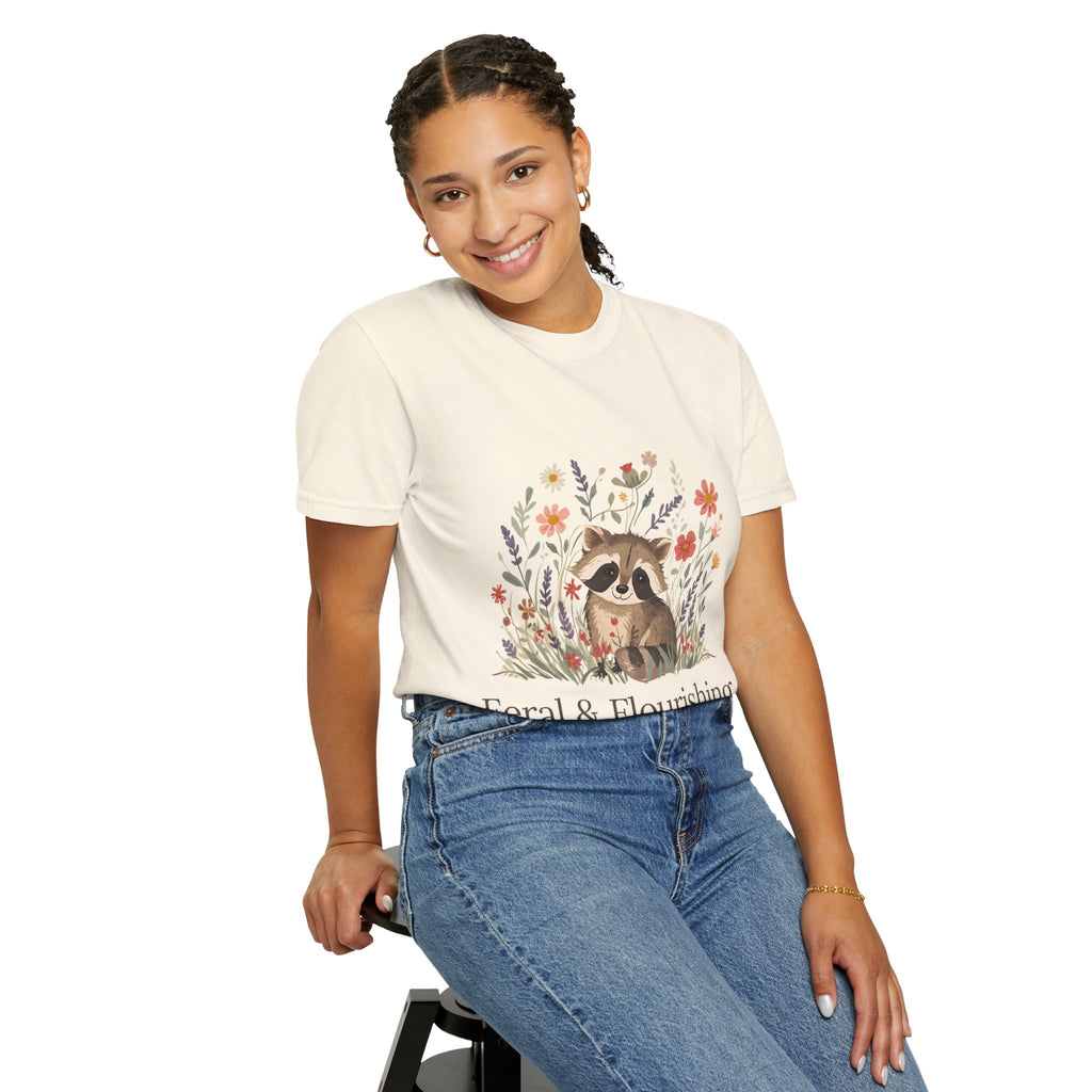 Feral & Flourishing Raccoon T-Shirt | Floral Woodland Animal Tee