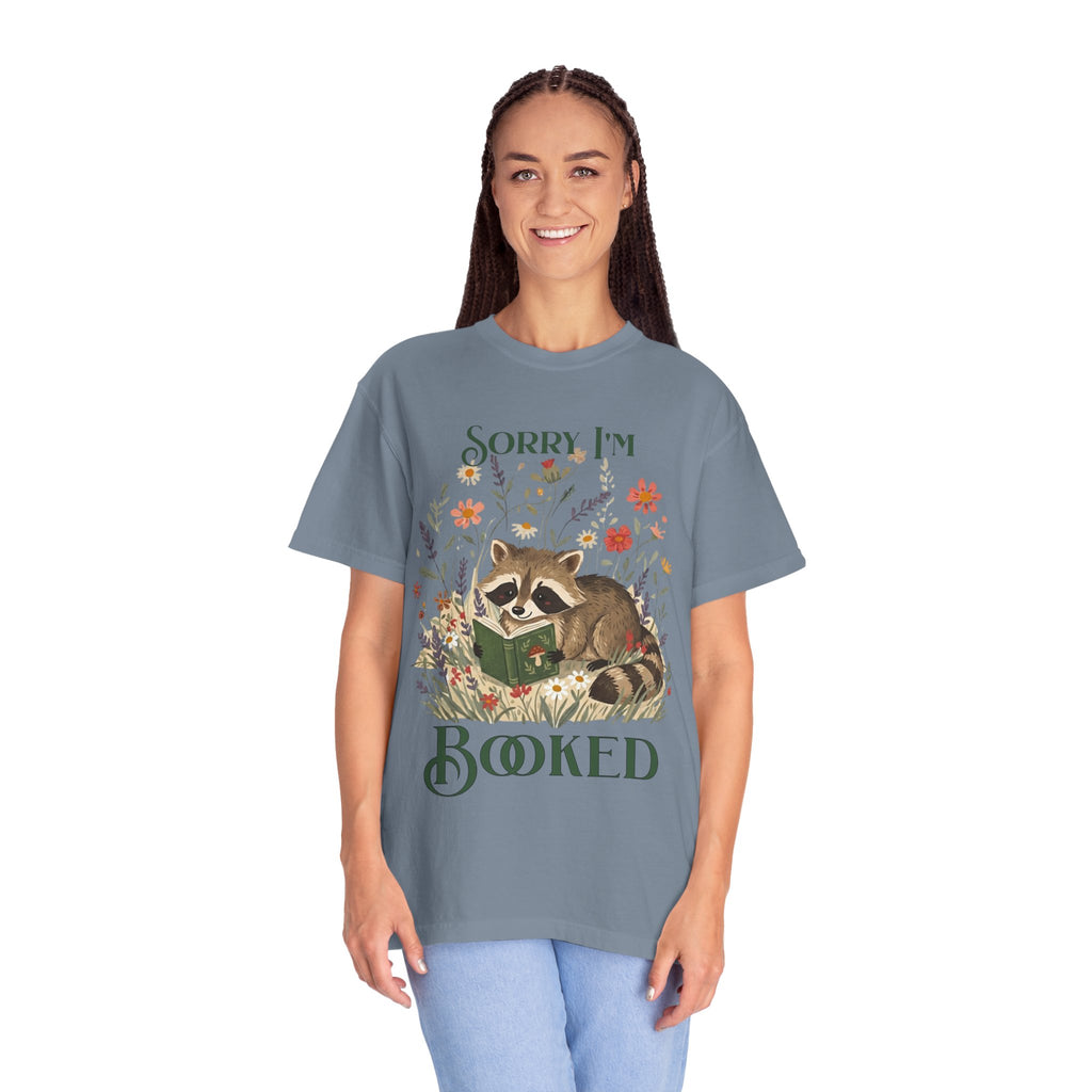 Sorry I'm Booked Racoon Reading T-shirt | Cute Book Lover Tee