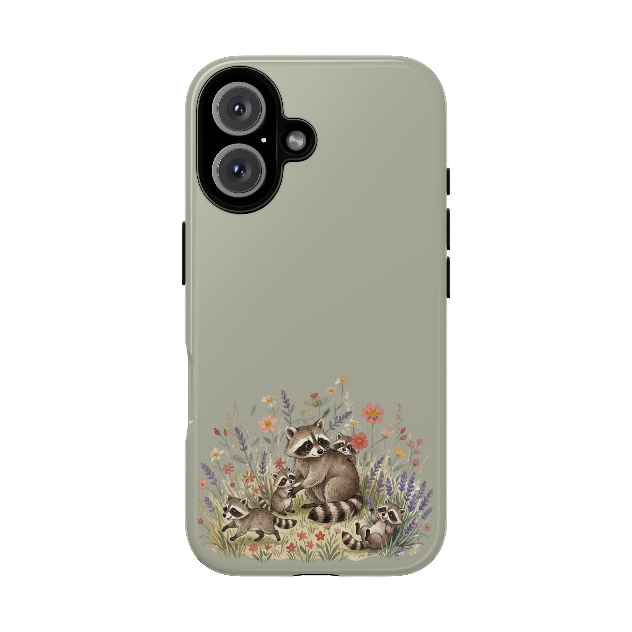 Woodland Raccoons phone case | Tough Case, floral critters, protective slim cover